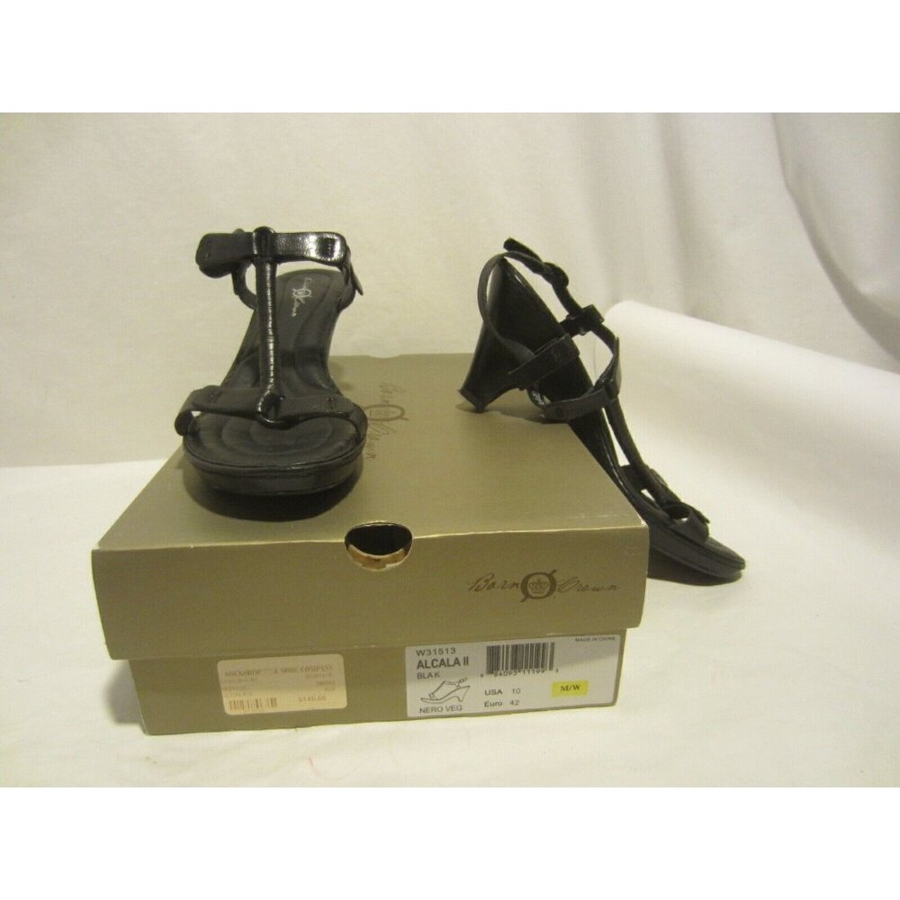 BARN CROWN Alcala II black T Strap sandal shoes Women 10 $140